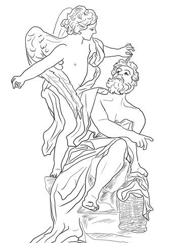 Habakkuk And The Angel Coloring Page